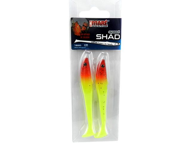 Isca Maré Speed Shad Rabo e Cabeça Vermelha - 7cm 2UN
