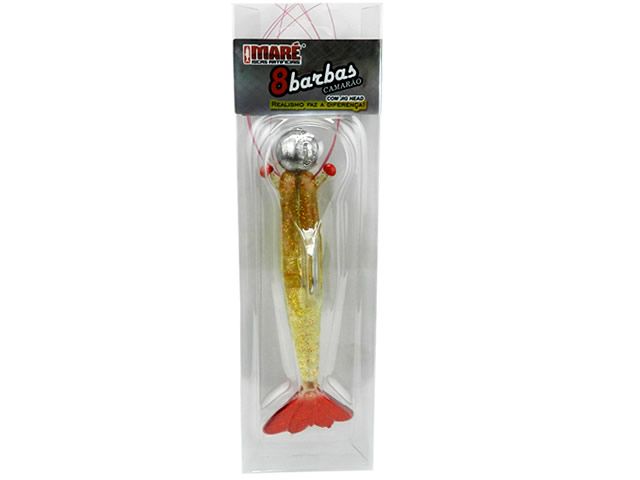 Isca Soft Maré Camarão Articulado 8 Barbas M com Jig Head - 9cm 21gr
