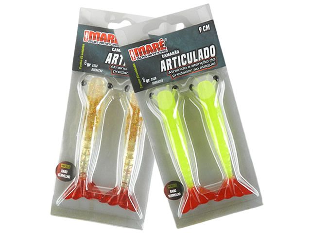 Camarão Mare Articulado Flexível Rabo Vermelho M - 9cm 2UN
