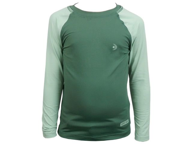 Camiseta Infantil Fishing Co ML Bicolor Ref. 1230 - Verde Musgo + Teos UFP50+