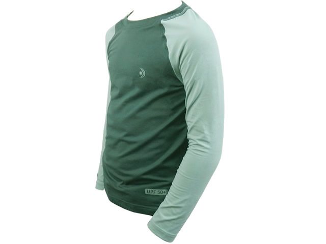 Camiseta Infantil Fishing Co ML Bicolor Ref. 1230 - Verde Musgo + Teos UFP50+