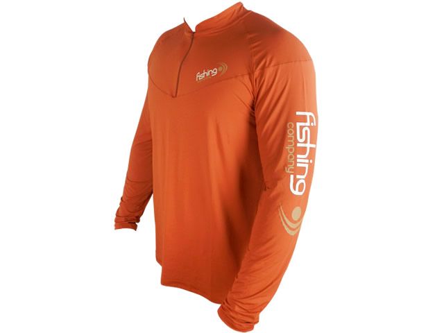 Camiseta Masculina Fishing Co Ziper Ref. 1082 - Ferrugem UPF50+