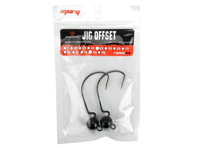 Anzol Jig Head Offset Mury 2UN - Preto