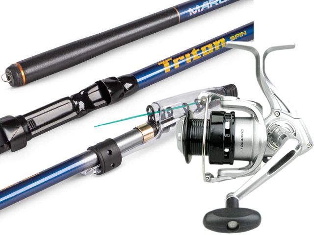 Kit Molinete Marine Sports Arena 3000 FD + Vara Triton Spin 2406 8-12Lb - 2,40m - Telescópica com Passadores
