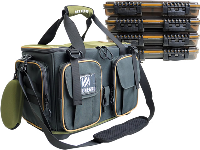 Bolsa Mar Negro Anglers com 4 Estojos