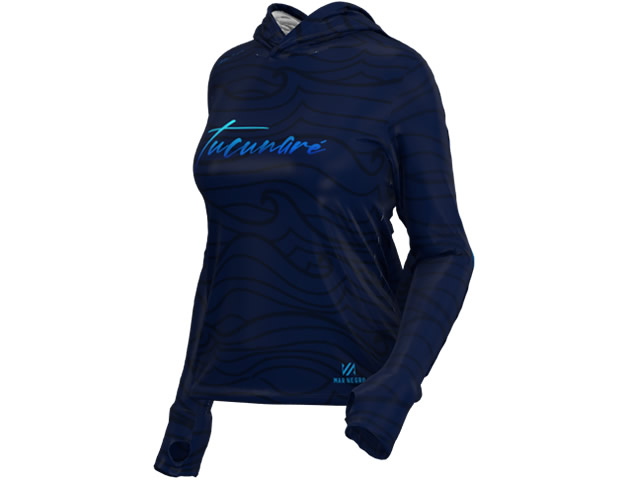 Camiseta Feminina Mar Negro 49428 Sublimada Tucuna Blue - Lorena Mourão