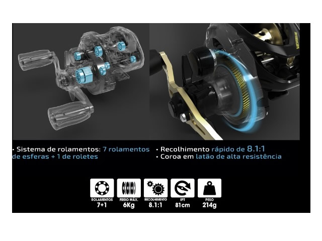 Kit Marine Sports Carretilha Versus 8000 GTS + Vara Versus 561MHF 12-25Lb