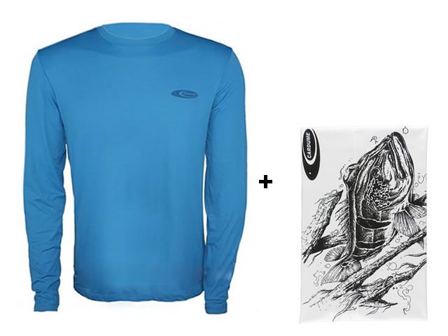 Camiseta Cardume Softline Azul - Com Proteção Uva/Uvb 50+ Fps + Tube Neck