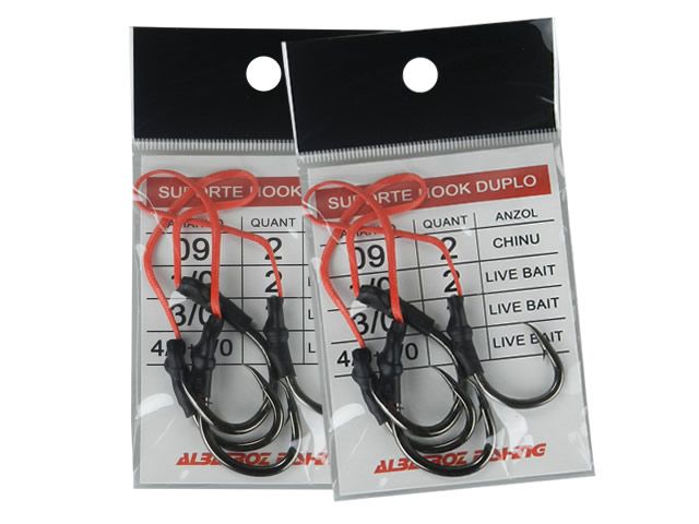 Suporte Hook Duplo Live Bait Albatroz 3/0 + 3/0 - 2 Unidades