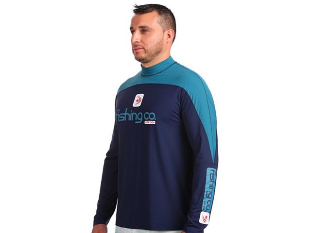 Camiseta Masculina Fishing Co com Recorte - Marinho/Petroleo