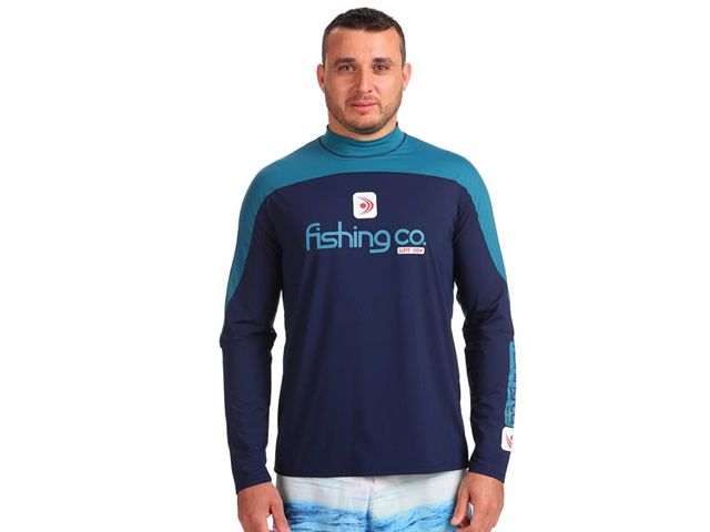 Camiseta Masculina Fishing Co com Recorte - Marinho/Petroleo