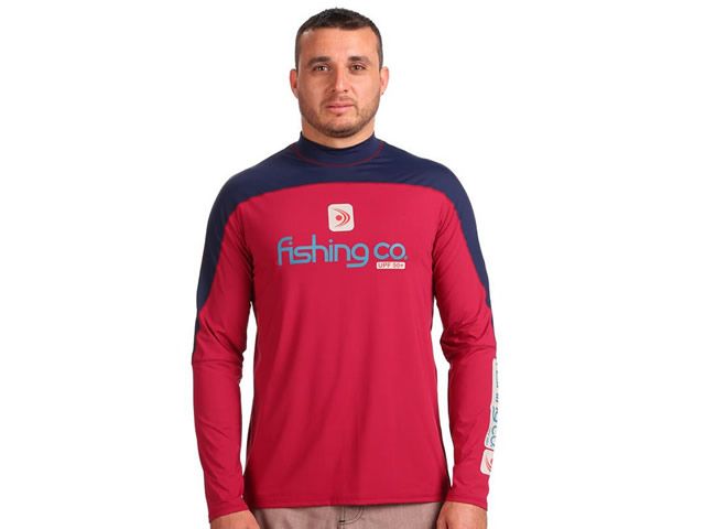 Camiseta Masculina Fishing Co com Recorte - Cereja/Marinho