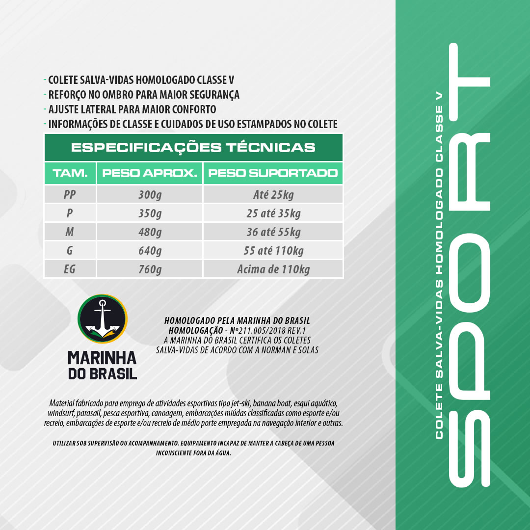 Colete Salva Vidas Jogá Homologado C5 Sport