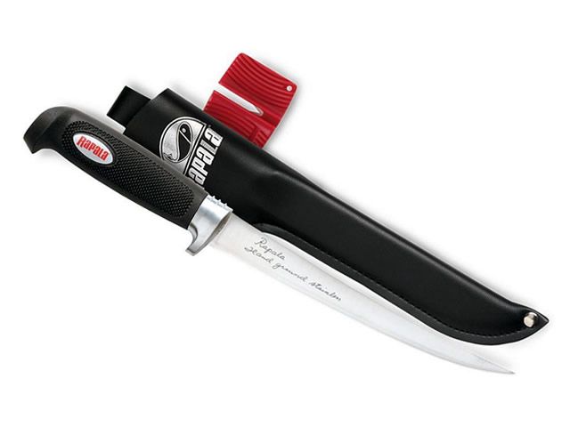 Combo Faca Fileteira Rapala Soft Grip BP707SH1 - C/ Bainha e Afiador