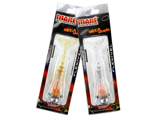 Isca Soft Camarão Maré Mega Ovado P com Jig Head - 7cm 11gr