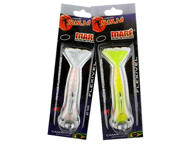 Isca Soft Camarão Maré Ninja P com Jig Head - 7cm 11gr