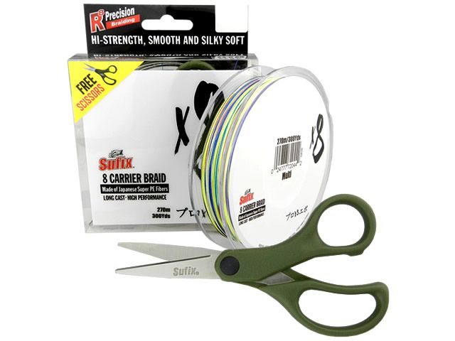 Linha Multi Sufix X8 0,235mm 44Lb 270m - Multicolor + Tesoura Grátis