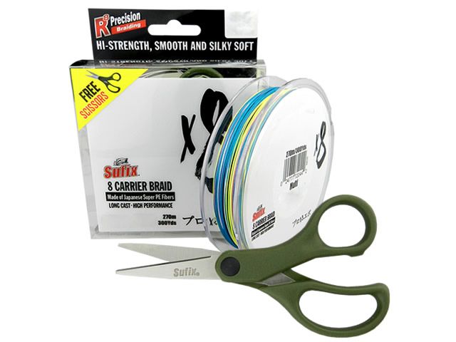 Linha Multi Sufix X8 0,235mm 44Lb 270m - Multicolor + Tesoura Grátis