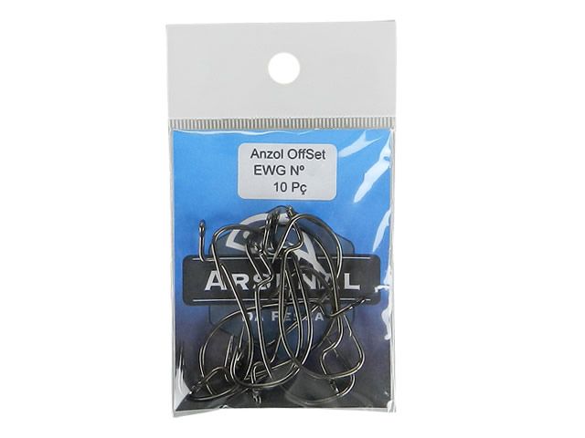 Anzol Off Set EWG Arsenal Pesca Black Nickel 7/0 e 8/0 - 10UN