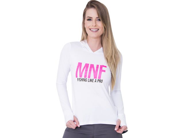 Camiseta Feminina Poliamida Mar Negro 49369 Branco C/ Capuz e Luvinha