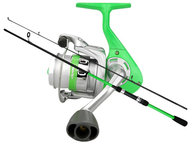 Kit Molinete Okuma Vibe 25 - com linha + Vara Okuma Vibe 25 602M 25Lb 6`0 (1,80m) - Molinete Verde