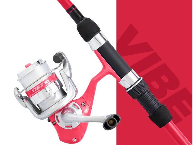 Kit Molinete Okuma Vibe 25 - com linha + Vara Okuma Vibe 25 602M 25Lb 6`0 (1,80m) - Molinete Rosa