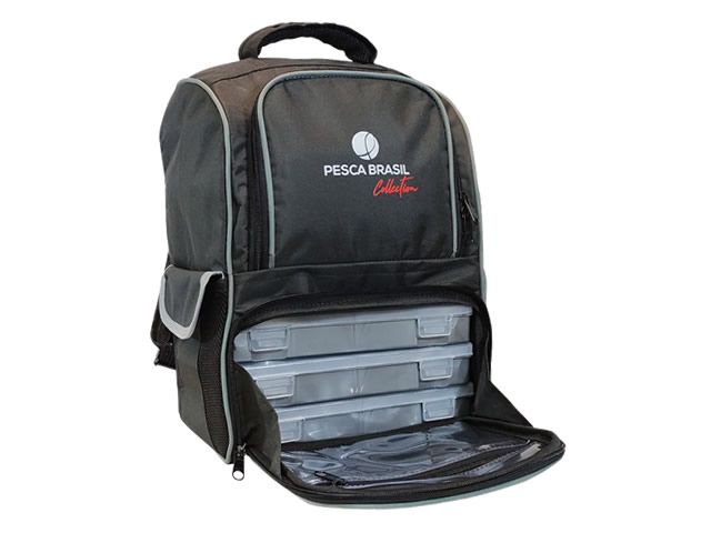 Mochila Pesca Brasil Colletion Fishing Bag com 3 Estojos