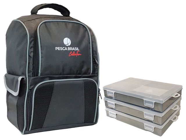 Mochila Pesca Brasil Colletion Fishing Bag com 3 Estojos