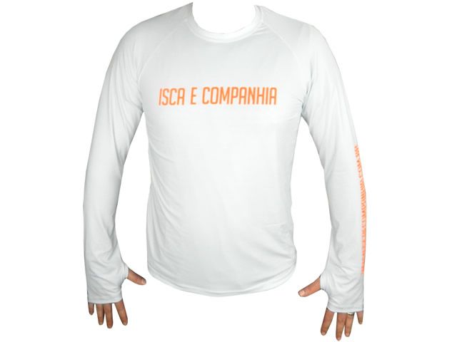 Camiseta Poliamida Isca e Companhia Branca - Sem Capuz e Com Luvinha FPS 50+