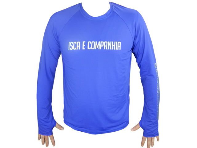 Camiseta Poliamida Isca e Companhia Azul - Sem Capuz e Com Luvinha FPS 50+