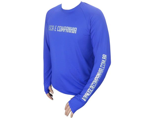 Camiseta Poliamida Isca e Companhia Azul - Sem Capuz e Com Luvinha FPS 50+