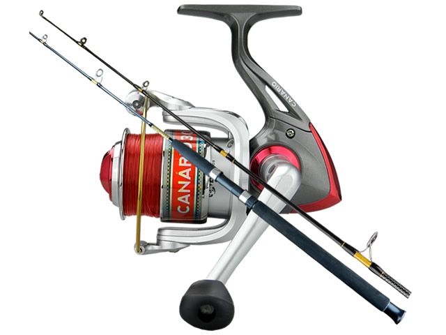 Kit Molinete Albatroz Canário 30 Red - C/ Linha + Vara Albatroz Traíra 1801 15-30Lb 6`0 (1,80m) - Molinete