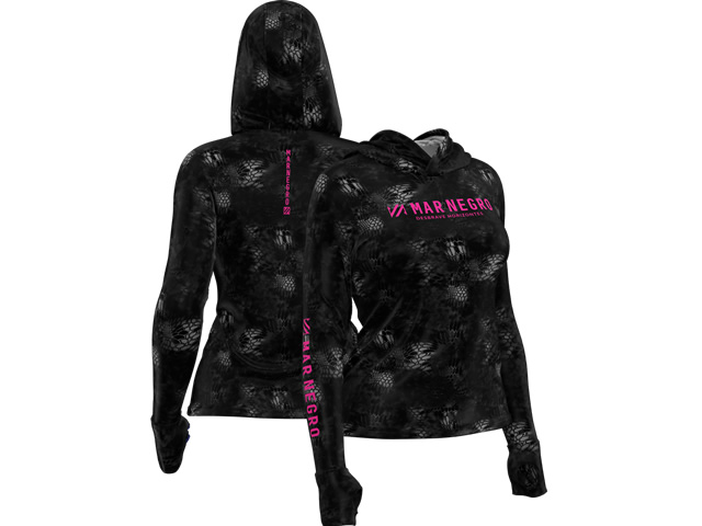Camiseta Feminina Mar Negro 49428 Sublimada Black - Com Capuz